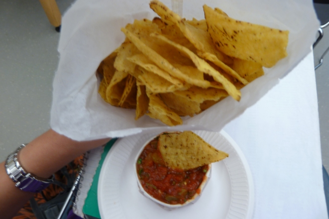 the nachos and salsa I didn't touch until after my reading